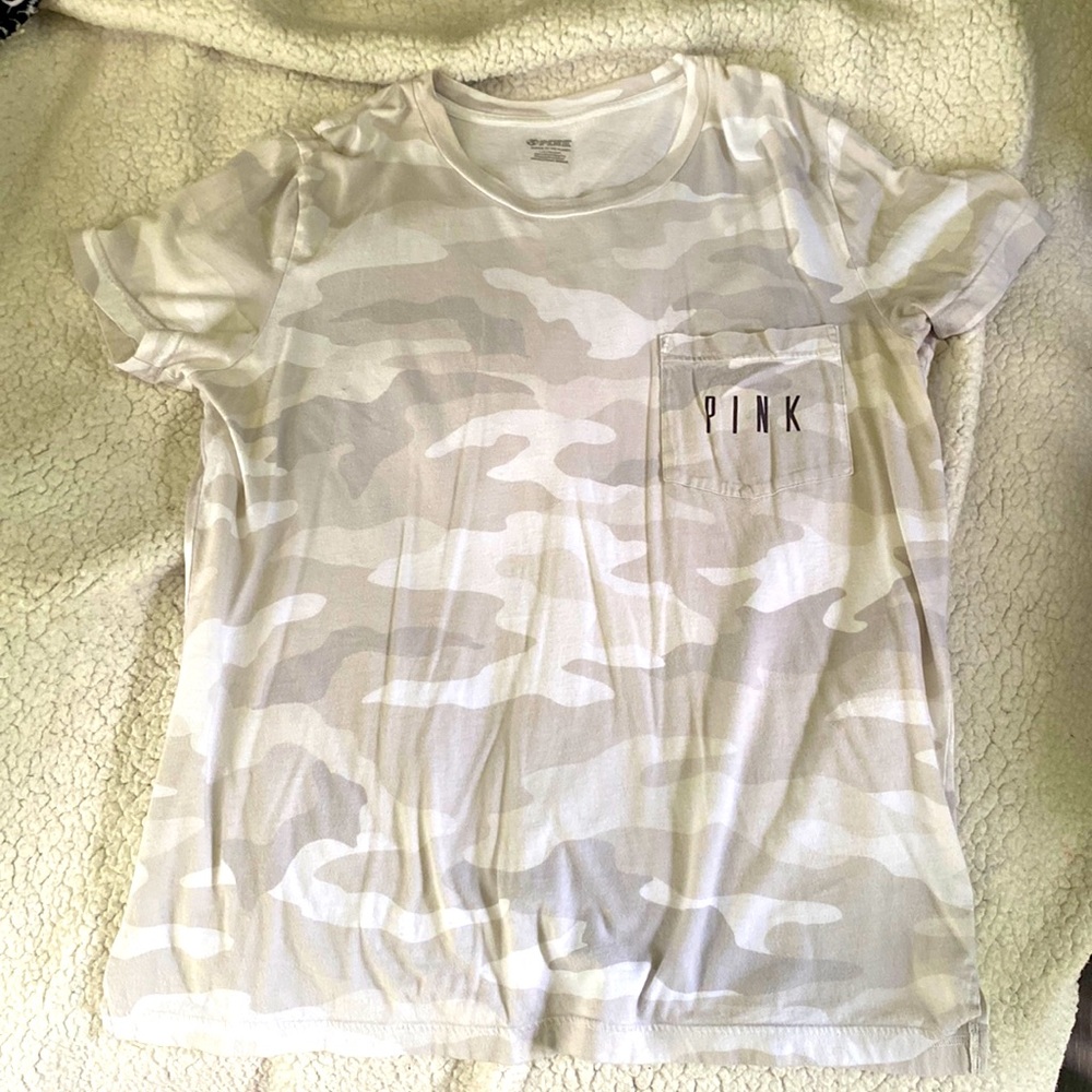 VS PINK short sleeve campus tee with front pocket.